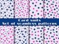 Set of seamless patterns with playing cards suits. Numerals card Royalty Free Stock Photo