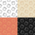 Set of seamless patterns with Pumpkin fruit. Autumn harvesting. Autumn Halloween pumpkins. Ornament for decoration and printing on Royalty Free Stock Photo