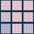 Set of seamless patterns. Rose quartz and serenity violet colors. Royalty Free Stock Photo