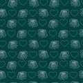 Set of seamless patterns with roses and hearts. Floral background. Royalty Free Stock Photo