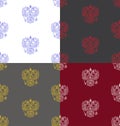 Set of seamless patterns with russian outlined coat of arms