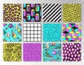 Set of seamless patterns in 80s-90s memphis style.