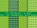 Set of seamless patterns St. Patrick. Clover. Vector