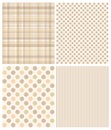 Set of seamless patterns - striped, polka dot