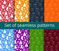 Set of seamless patterns. Symbols of Christmas and winter.