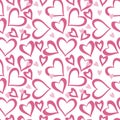 A set of seamless patterns for Valentine's Day measuring 1000 by 1000 pixels with hearts, pink and red colors Royalty Free Stock Photo