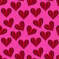 A set of seamless patterns for Valentine's Day measuring 1000 by 1000 pixels with hearts, pink and red colors. Vector Royalty Free Stock Photo