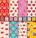 Set Seamless Patterns for Valentines Day Royalty Free Stock Photo