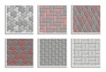 Set of seamless pavement textures. Vector repeating patterns of street tiles Royalty Free Stock Photo