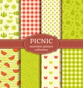 Summer picnic. Seamless patterns. Vector set. Royalty Free Stock Photo