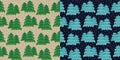 Set of seamless pine tree pattern