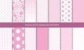 Set of seamless pink polka dot backgrounds. Seamless background in circle. Soft pink polka dot seamless pattern set. Baby Royalty Free Stock Photo