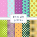 Set of 10 seamless polka dots, circles patterns Royalty Free Stock Photo