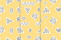 Set of seamless primitive ethnic pattern with black zig zag brush strokes Royalty Free Stock Photo