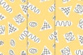 Set of seamless primitive ethnic pattern with black zig zag brush strokes Royalty Free Stock Photo