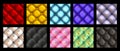 Set of seamless quilted leather textures - tiled diamond cover background