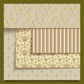 Set of seamless retro fabric or paper patterns
