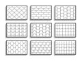 Set of seamless roof tiles textures. Black and white graphic patterns of rooftop materials