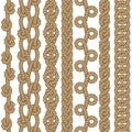 Set of seamless rope borders Royalty Free Stock Photo