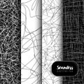 Set of seamless scribble texture, made of chaotic lines.