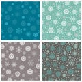 Set of seamless snowflakes background.