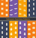 Set Seamless Textures with Halloween Symbols Royalty Free Stock Photo