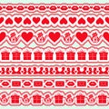 Set of seamless valentine day borders. Elements for wedding theme or love or birthday. Royalty Free Stock Photo