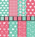 Set seamless Valentine Day textile patterns Royalty Free Stock Photo