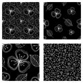 Set of seamless vector floral patterns. Black and white hand drawn background with flowers, leaves, decorative elements. Graphic i Royalty Free Stock Photo