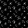 Set of seamless vector floral patterns. Black and white hand drawn background with flowers, leaves, decorative elements. Graphic i Royalty Free Stock Photo