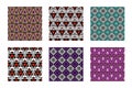 Set of seamless vector geometric colorful patterns with ornamental elements Royalty Free Stock Photo