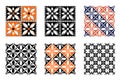 Set of seamless vector geometric colorful patterns with ornamental elements Royalty Free Stock Photo