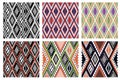 Set of seamless vector geometric colorful patterns with ornamental elements Royalty Free Stock Photo