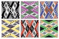 Set of seamless vector geometric colorful patterns with ornamental elements Royalty Free Stock Photo