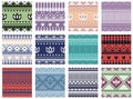 Set of seamless vector geometric colorful patterns with ornamental elements,endless background with ethnic motifs. Graphic tribal Royalty Free Stock Photo