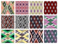 Set of seamless vector geometric colorful patterns with ornamental elements,endless background with ethnic motifs. Graphic tribal Royalty Free Stock Photo