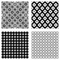 Set of seamless vector geometrical patterns. Endless background with hand drawn ornamental tribal elements. Black and white graphi Royalty Free Stock Photo