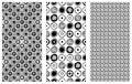 Set of seamless vector geometrical patterns. Endless background with hand drawn ornamental tribal elements. Black and white graphi Royalty Free Stock Photo