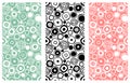 Set of seamless vector geometrical patterns. Endless colorful and black, white backgrounds with hand drawn circles. Graphic illust Royalty Free Stock Photo