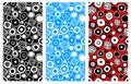 Set of seamless vector geometrical patterns. Endless colorful and black, white backgrounds with hand drawn circles. Graphic illust Royalty Free Stock Photo