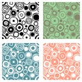 Set of seamless vector geometrical patterns. Endless print, backgrounds with hand drawn circles. Graphic illustration. Template fo Royalty Free Stock Photo