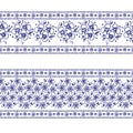 Set of seamless vector hand drawn floral patterns, endless border, frame with flowers, leaves. Decorative graphic line drawing ill Royalty Free Stock Photo