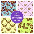 Set of seamless vector pattern with insects Royalty Free Stock Photo