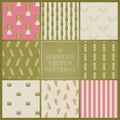 Set of seamless vector patterns with floral theme Royalty Free Stock Photo