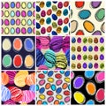 Set of seamless vector patterns with hand drawing eggs. Easter holiday background of doodle holiday symbol Royalty Free Stock Photo