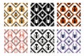 Set of seamless vector patterns, symmetrical geometric backgrounds with spider and ladybug.