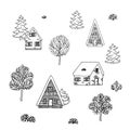 A Set Of Seamless Vector Patterns Of The Winter Landscape Royalty Free Stock Photo