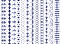 Set of seamless vertical borders. Dark blue patterns Royalty Free Stock Photo