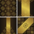 Set of seamless wallpaper and three luxury cards