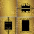 Set of seamless wallpaper and three luxury invitations